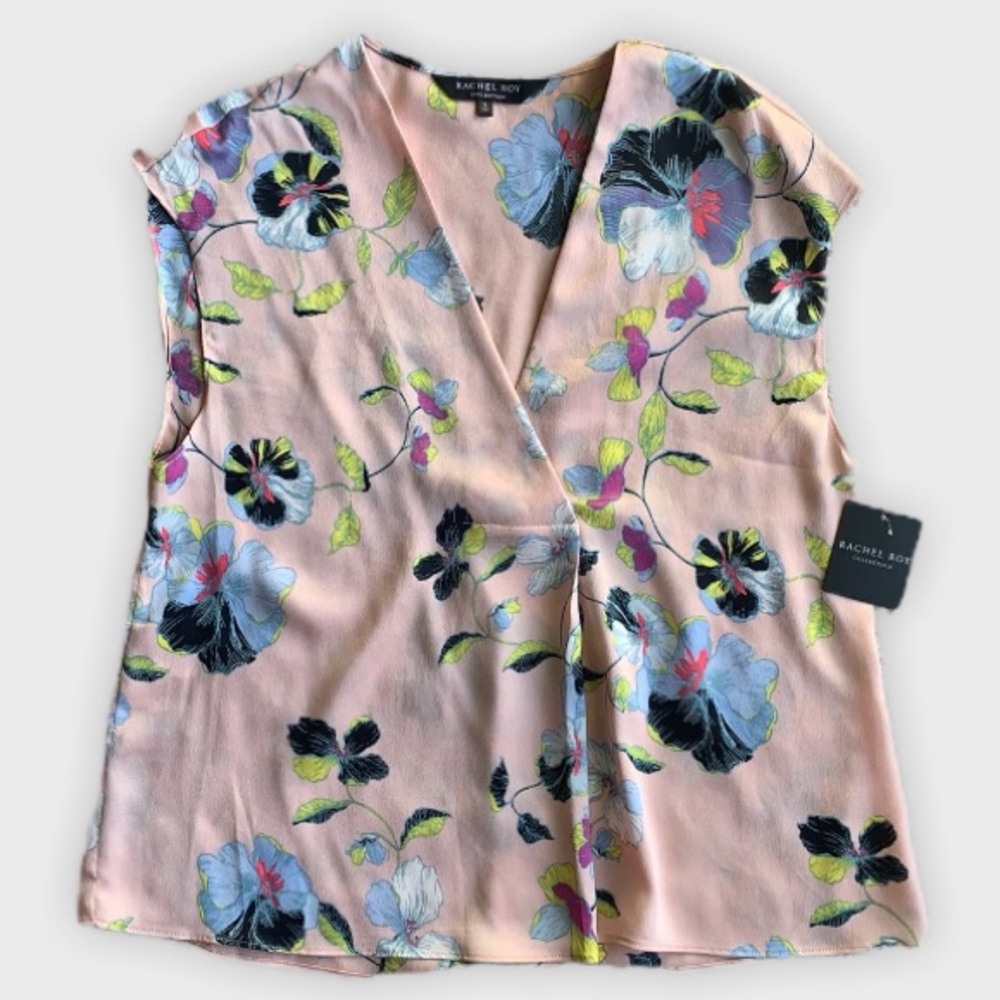 Rachel Roy Floral Pink Sleeveless Top Size S Small